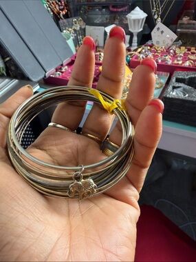 Elephant set of gold &Silver-Tone Charm Bangle Set - Women Jewelry